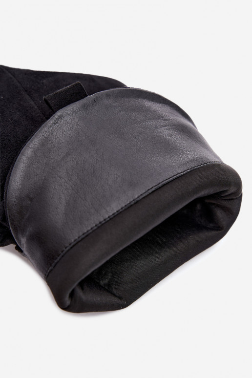 Schwarze Veloursleder Stiefeletten mit Rüschen am Absatz Inela