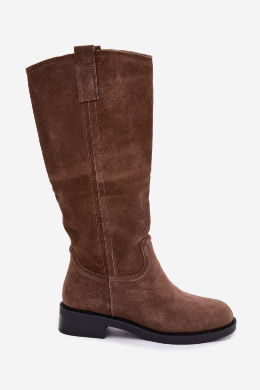 Braune gefütterte Veloursleder Stiefel Ashmere
