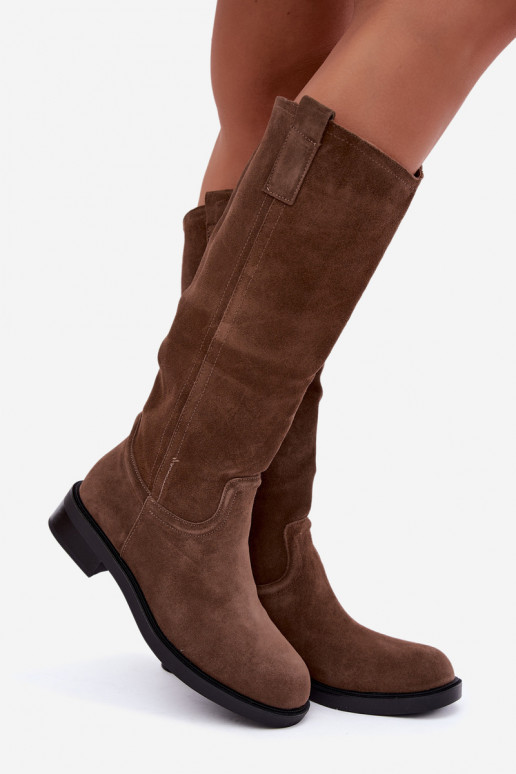 Braune gefütterte Veloursleder Stiefel Ashmere