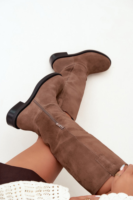 Braune gefütterte Veloursleder Stiefel Ashmere