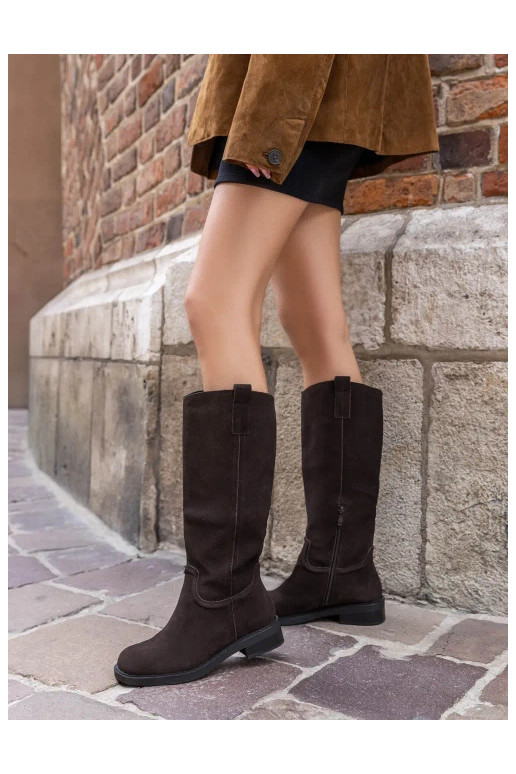 Schokoladenfarbene gefütterte Veloursleder Stiefel Ashmere