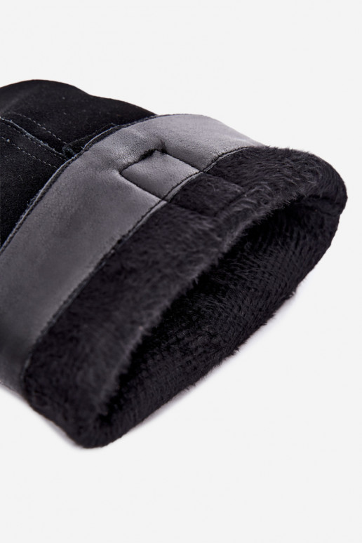 Schwarze gefütterte Veloursleder Stiefel Ashmere