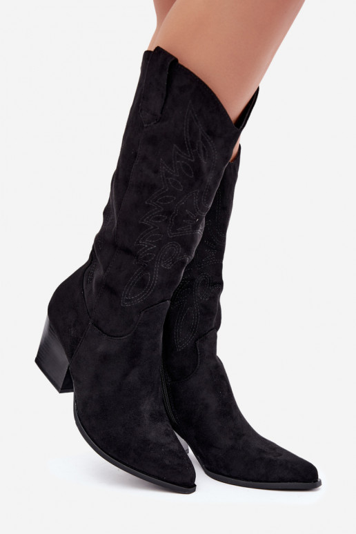 Lange Cowboy-Stiefel mit Absätzen in schwarzer Farbe Hartley