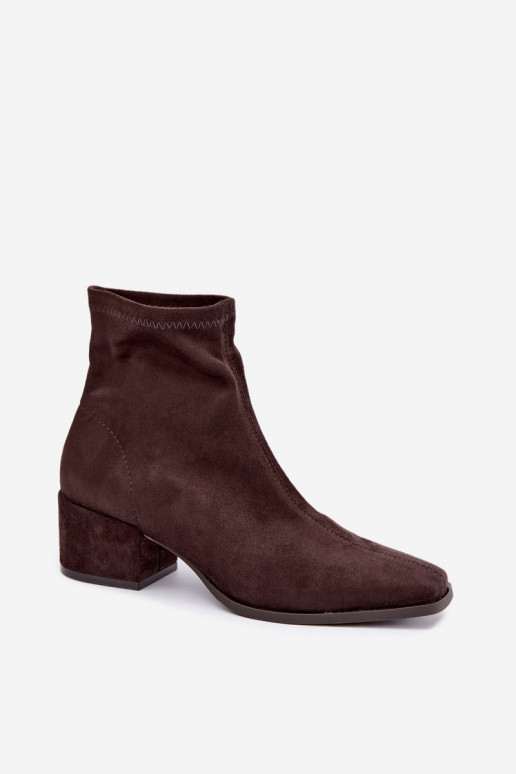 Damen Stiefeletten mit Absatz Typ Klocek in Schokoladenfarbe Rosley