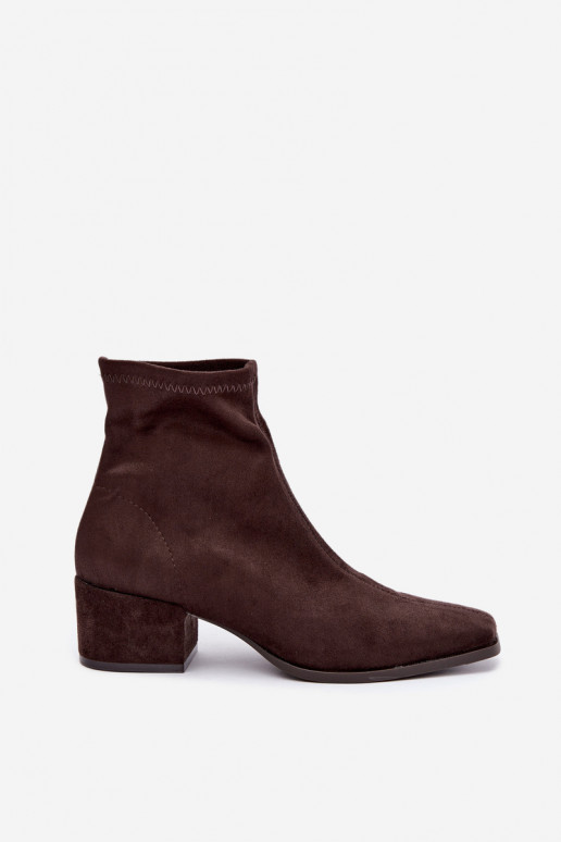 Damen Stiefeletten mit Absatz Typ Klocek in Schokoladenfarbe Rosley