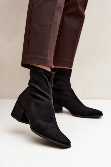 Damen Stiefeletten mit Absatz Typ Klocek in schwarzer Farbe Rosley 2
