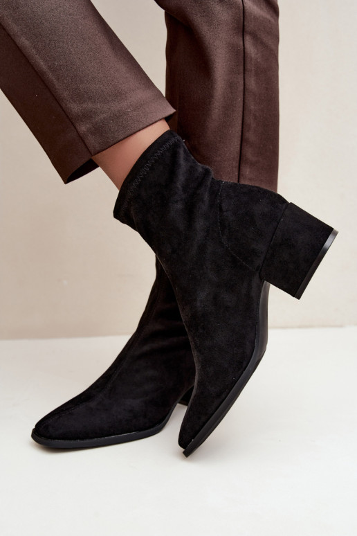 Damen Stiefeletten mit Absatz Typ Klocek in schwarzer Farbe Rosley