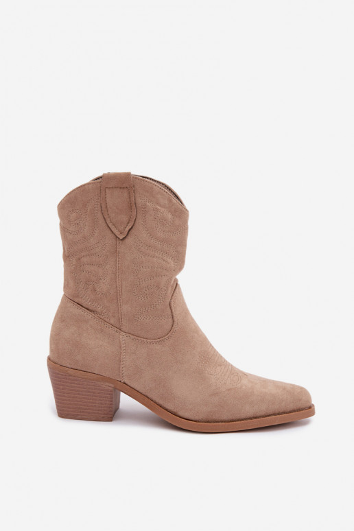gefütterte Cowboy-Stiefeletten mit Absatz in Sandfarbe Corlie