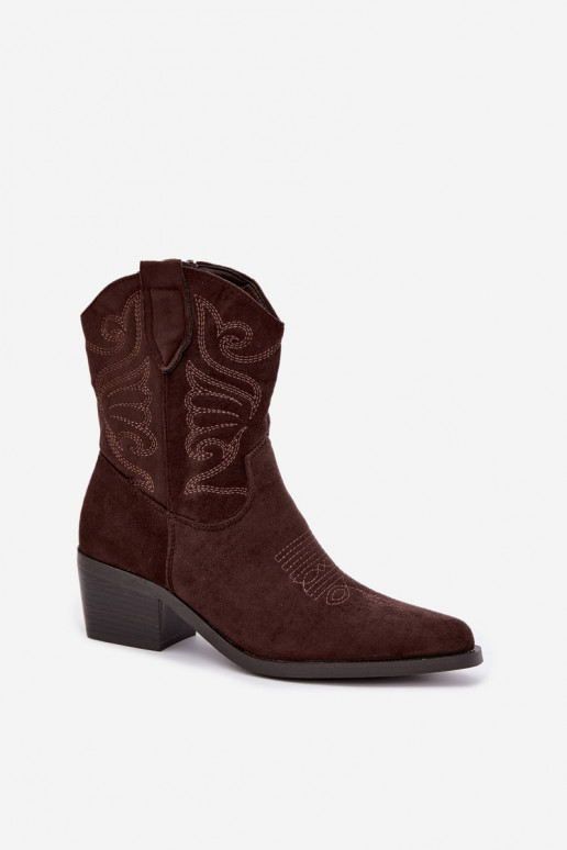 gefütterte Cowboy-Stiefeletten mit Absatz in Schokoladenfarbe Corlie