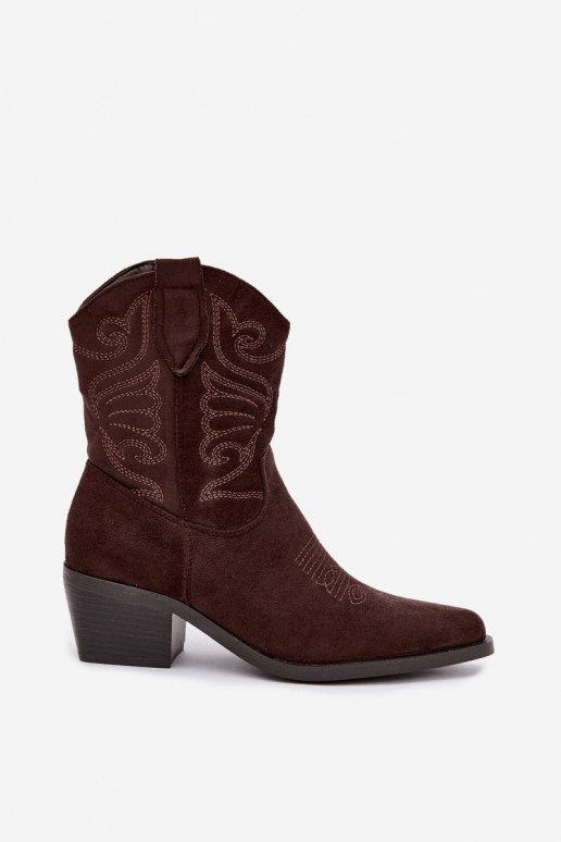 gefütterte Cowboy-Stiefeletten mit Absatz in Schokoladenfarbe Corlie