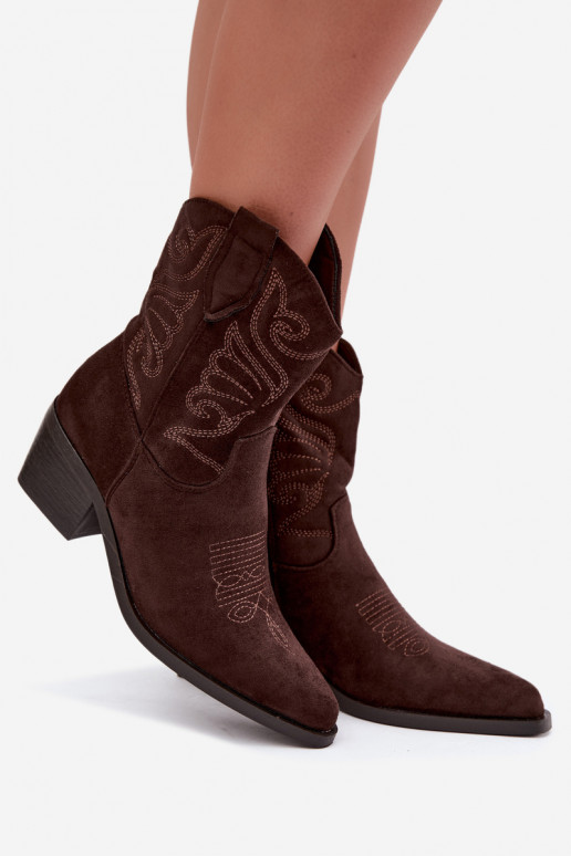 gefütterte Cowboy-Stiefeletten mit Absatz in Schokoladenfarbe Corlie