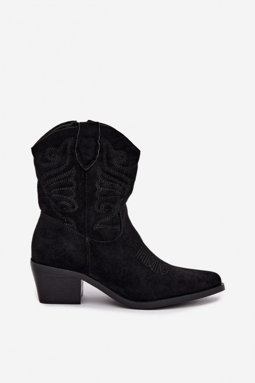 gefütterte Cowboy-Stiefeletten mit Absatz in schwarzer Farbe Corlie