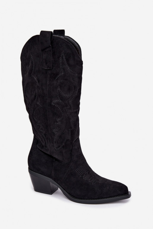 lange Cowboy-Stiefel mit Absatz in schwarzer Farbe INesly