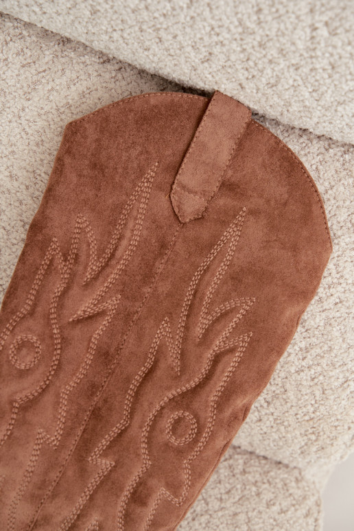 damen kniehohe Stiefel im Cowboy-Stil mit Absatz in Braun Glenor