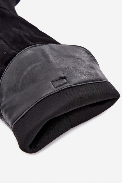damen kniehohe Stiefel im Cowboy-Stil mit Absatz aus Kunstveloursleder in Schwarz Merise