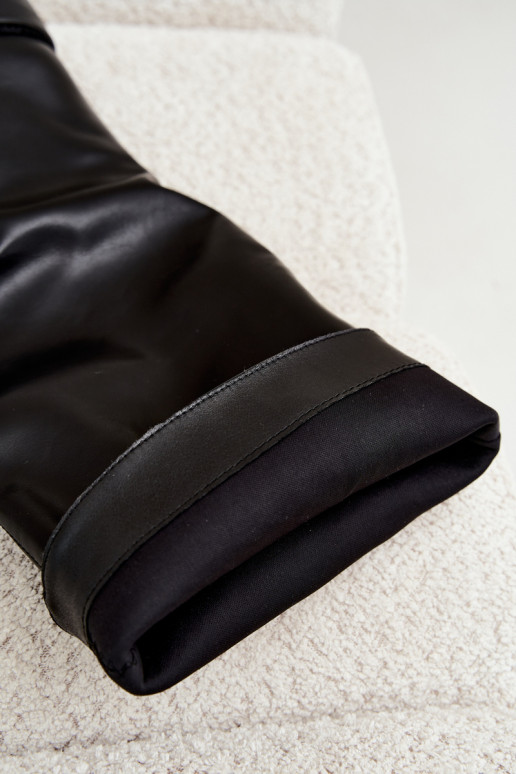 damen kniehohe Stiefel mit breiten Absätzen und dekorativem Stich in Schwarz Gresa