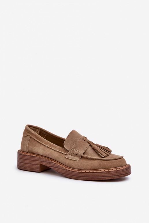 damen Mokassins aus Wildleder mit Quasten D&A TIN107 in braun