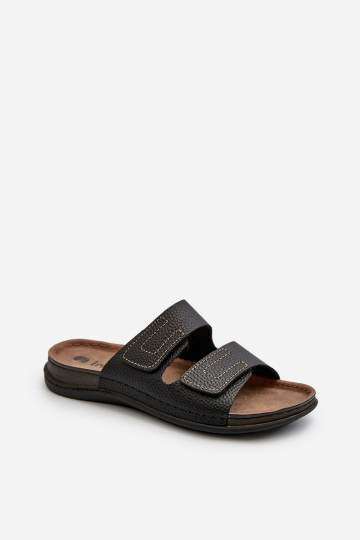 bequeme Herrenhausschuhe mit Riemen und Klettverschlüssen Inblu GV00002I in schwarz