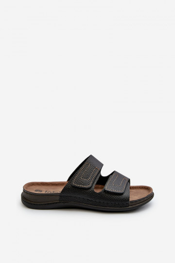 bequeme Herrenhausschuhe mit Riemen und Klettverschlüssen Inblu GV00002I in schwarz 2