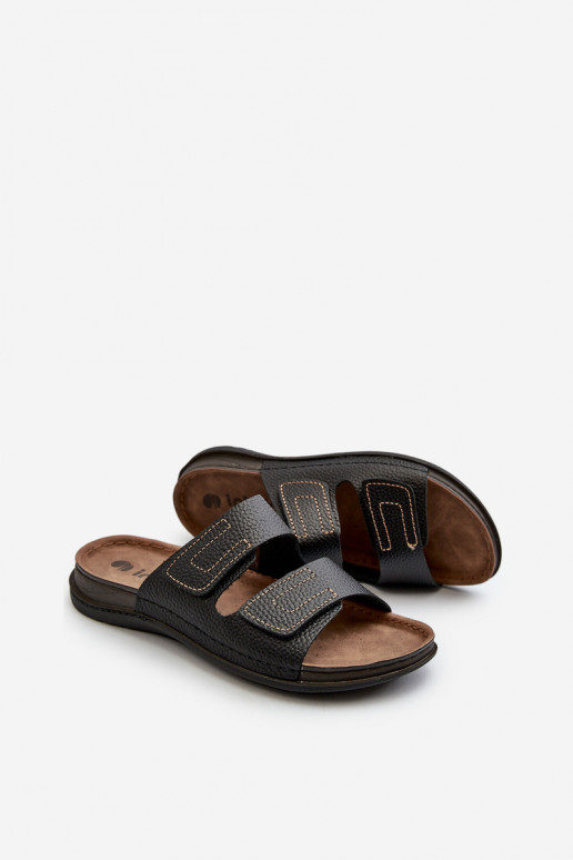 bequeme Herrenhausschuhe mit Riemen und Klettverschlüssen Inblu GV00002I in schwarz
