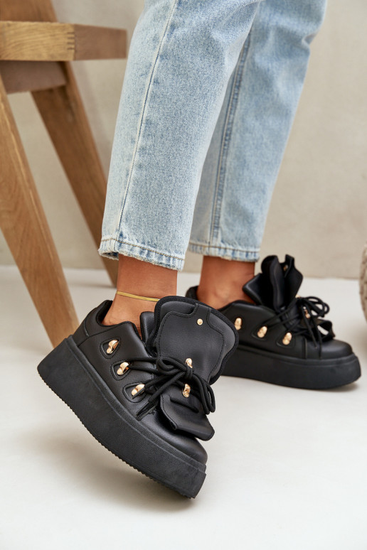Damen Sneakers mit Plattform in schwarz