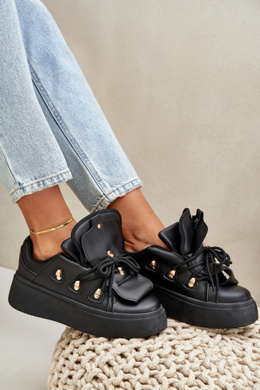 Damen Sneakers mit Plattform in schwarz