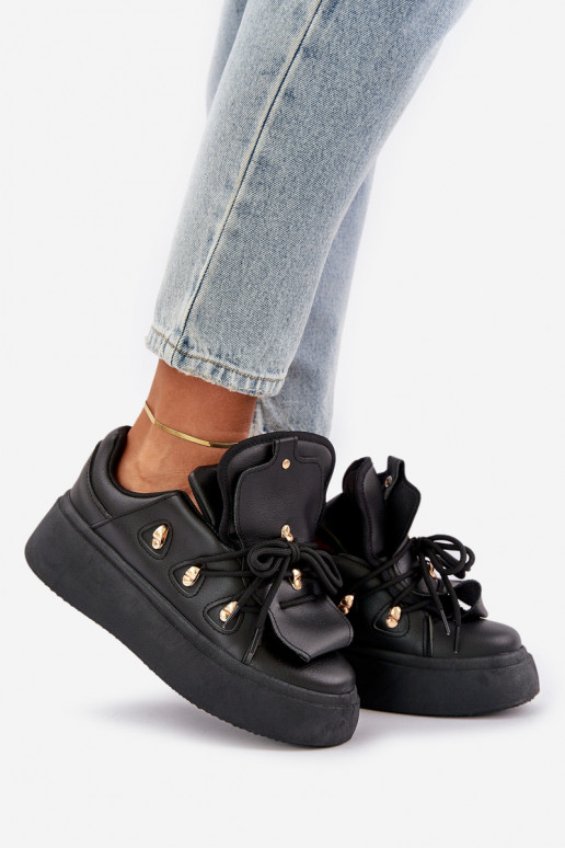 Damen Sneakers mit Plattform in schwarz