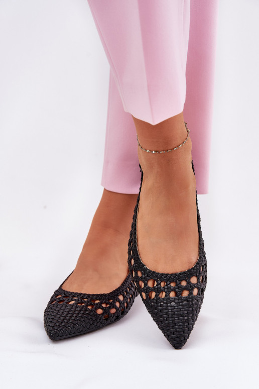 Ballerinas mit breiten Absätzen in schwarz