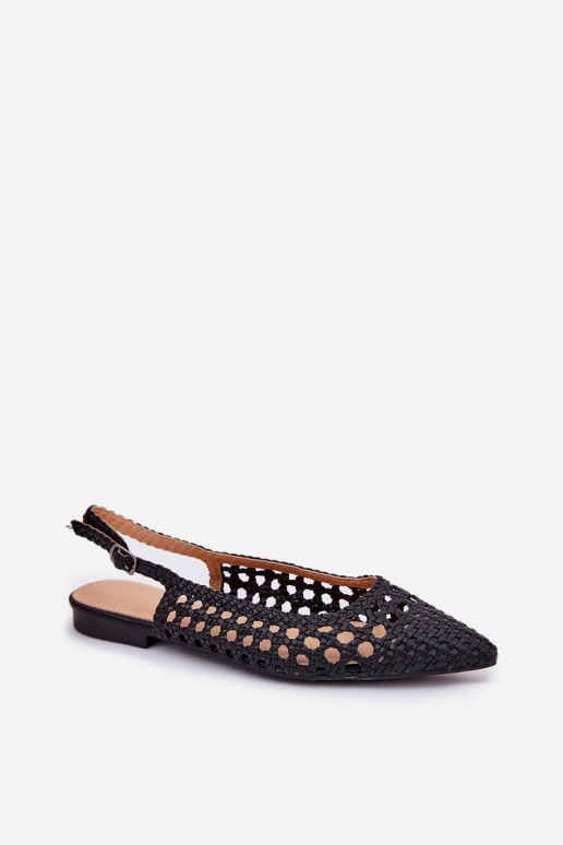 Ballerinas mit breiten Absätzen in schwarz
