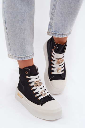 Schwarze Freizeitschuhe mit Plattform und Schnallen Gracella 2