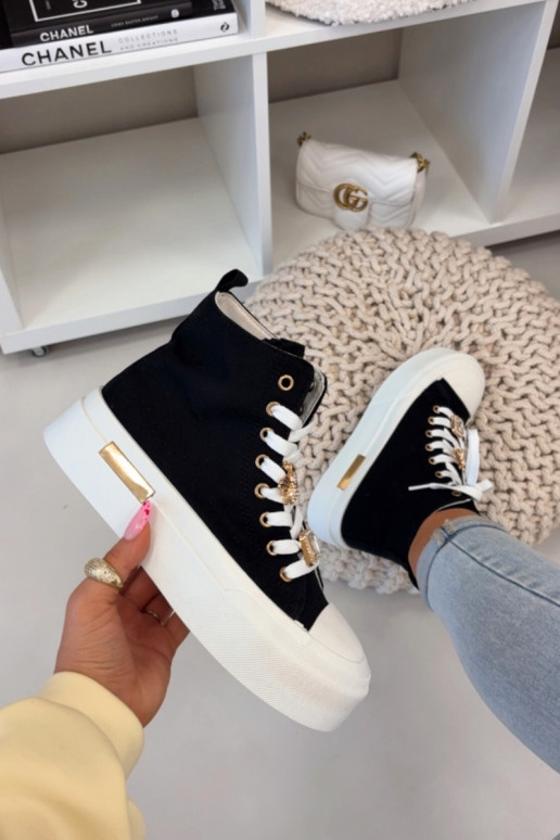 Schwarze Freizeitschuhe mit Plattform und Schnallen Gracella