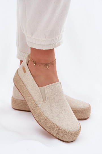 Sandfarbene Espadrilles mit Plattform Big Star TT274089