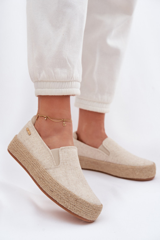 Sandfarbene Espadrilles mit Plattform Big Star TT274089