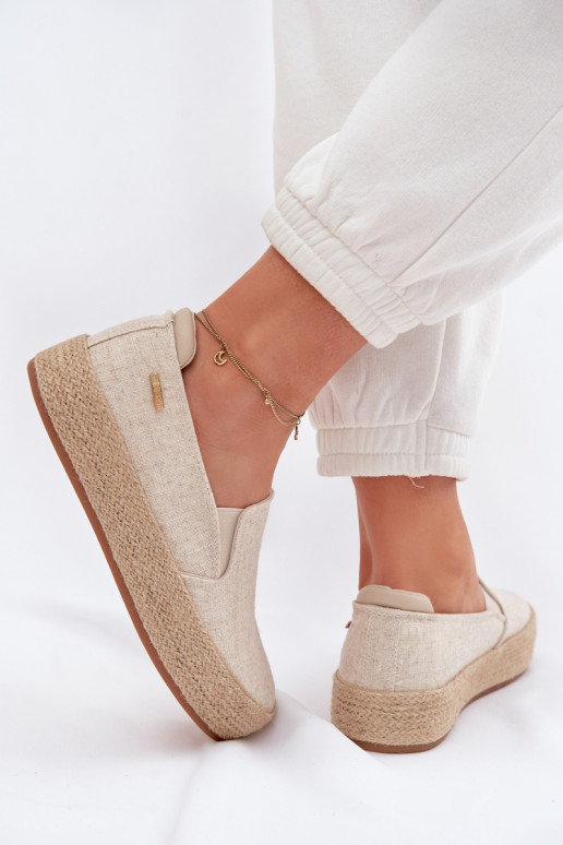Sandfarbene Espadrilles mit Plattform Big Star TT274089