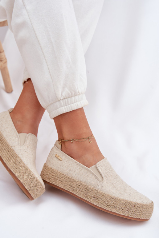 Sandfarbene Espadrilles mit Plattform Big Star TT274089