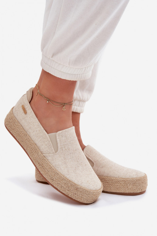 Sandfarbene Espadrilles mit Plattform Big Star TT274089