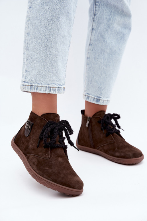 Faux-Suede Barefoot-Schuhe für Frauen in Schokoladenfarbe Abera