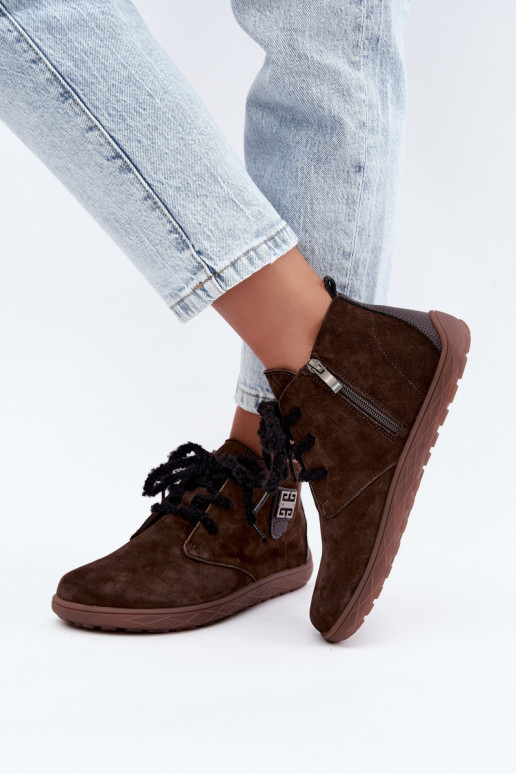 Faux-Suede Barefoot-Schuhe für Frauen in Schokoladenfarbe Abera