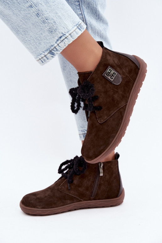 Faux-Suede Barefoot-Schuhe für Frauen in Schokoladenfarbe Abera