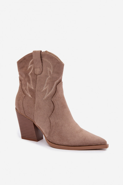 Cowboy-Stil Stiefeletten für Frauen mit Absätzen in Sandfarbe Berella