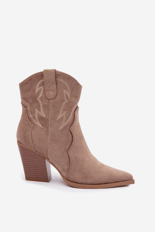 Cowboy-Stil Stiefeletten für Frauen mit Absätzen in Sandfarbe Berella