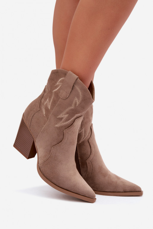 Cowboy-Stil Stiefeletten für Frauen mit Absätzen in Sandfarbe Berella