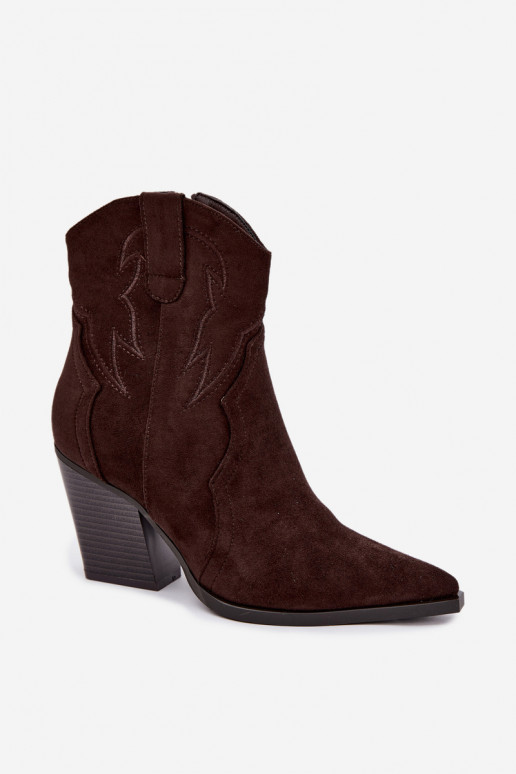 Cowboy-Stil Stiefeletten für Frauen mit Absätzen in Schokoladenfarbe Berella