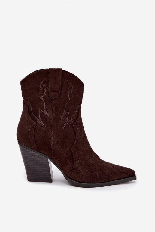 Cowboy-Stil Stiefeletten für Frauen mit Absätzen in Schokoladenfarbe Berella