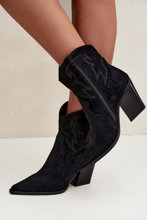 Cowboy-Stil Stiefeletten für Frauen mit Absätzen in schwarzer Farbe Berella