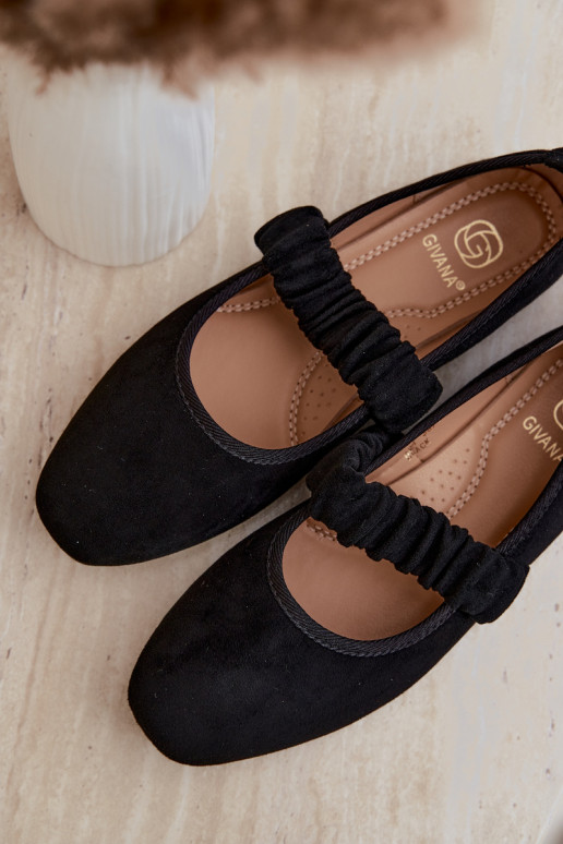 Schwarze Ballerinas mit geschnitzten Riemen Loreya