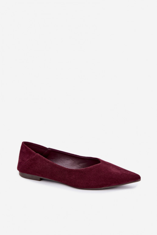 Ballerinas mit spitzen Zehen aus Kunstveloursleder in Bordeauxfarbe Corabella