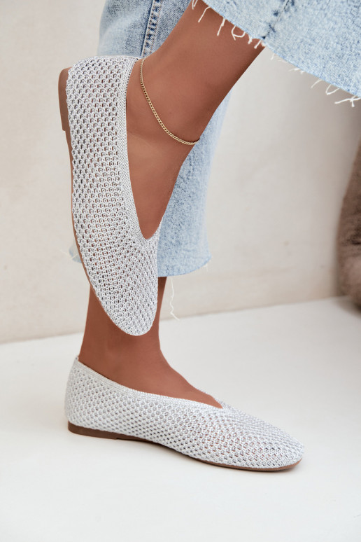 Ballerinas mit Mustern und Netz in Silberfarbe Calmore