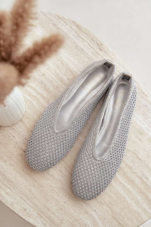 Ballerinas mit Mustern und Netz in Silberfarbe Calmore