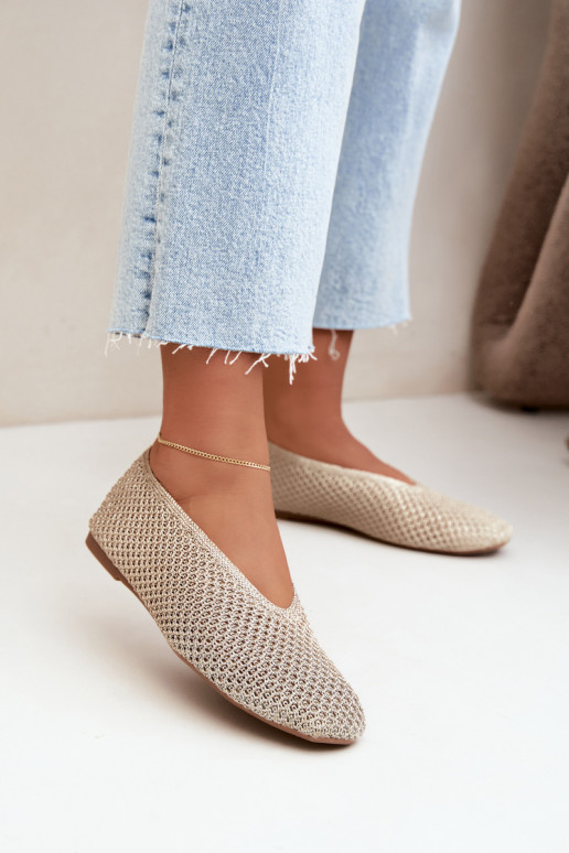 Ballerinas mit Mustern und Netz in Goldfarbe Calmore